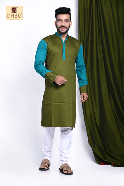 Vibrant aqua blue-Moss green designer kurta at low cost in dheu.in