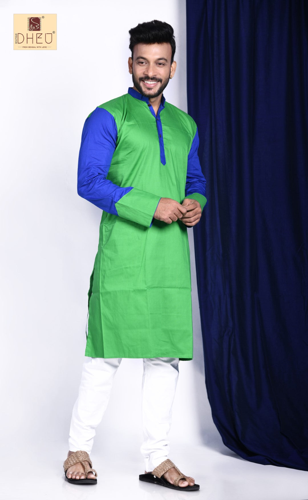 Vibrant blue-green designer kurta at low cost in dheu.in