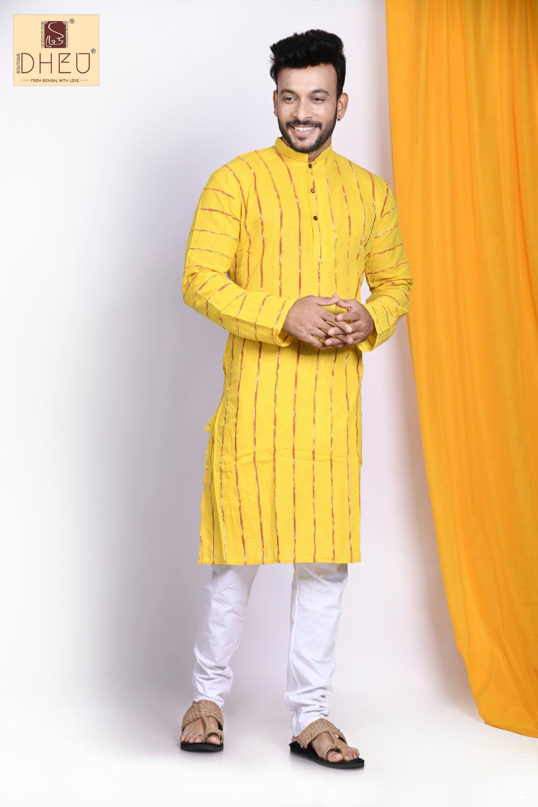Yellow Khes pure Cotton Kurta for Men