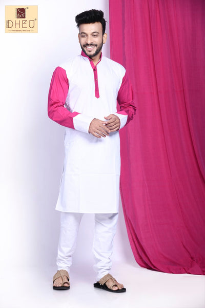 Vibrant rani pink and white designer kurta at low cost in dheu.in