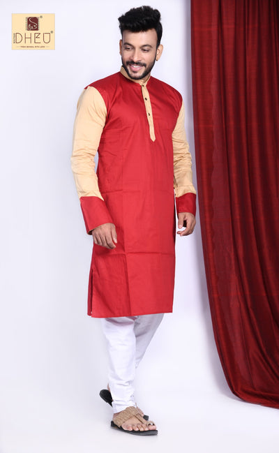 Casual designer red & beige  kurta at low cost only in dheu.in