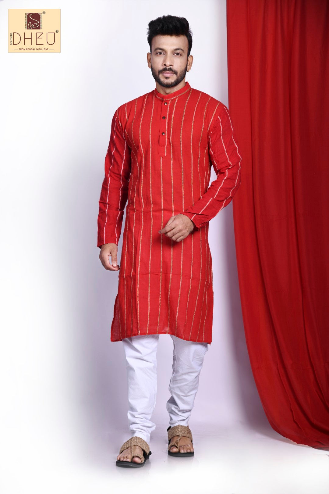 Red Khes Pure Cotton kurta for Men