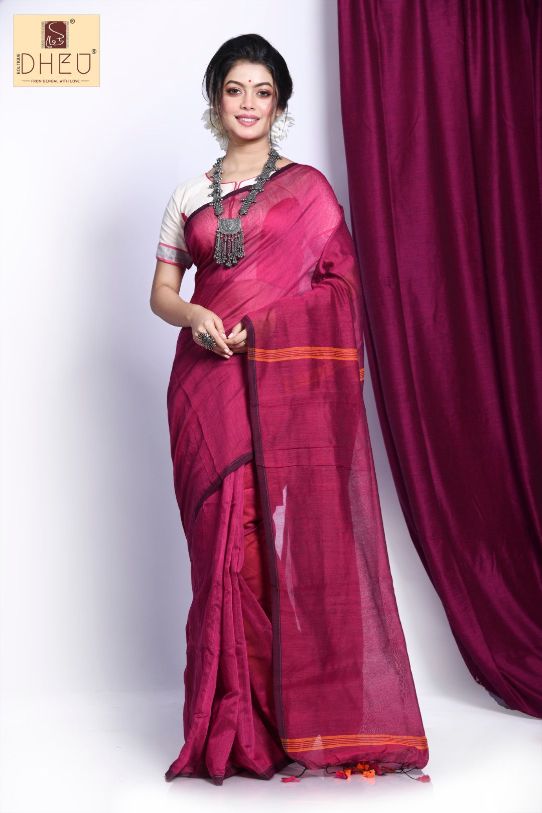 Designer handloom cotton saree at lowest cost only at dheu.in