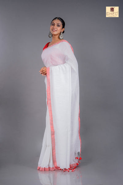 Silk Finish Soft Light weight Handloom Cotton saree at low cost only at dheu.in