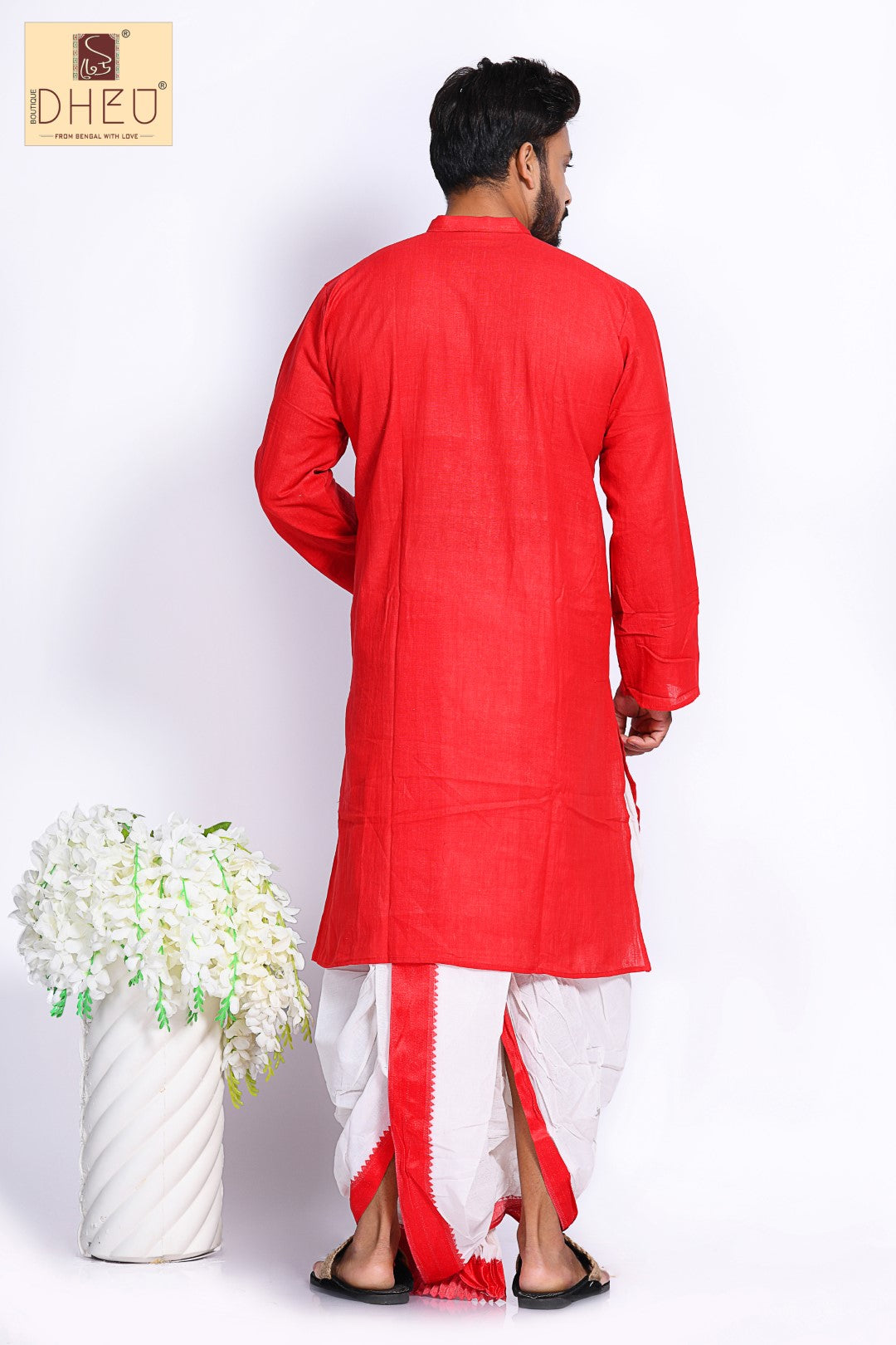 Man in Red- Dhoti(optional) Kurta Full Set