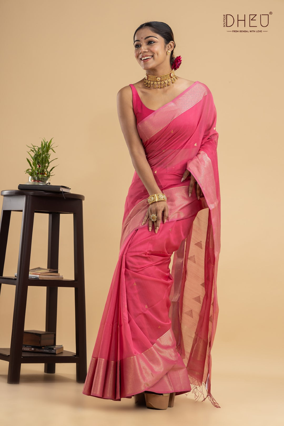 Pink Robins-Maheswari Silk Saree