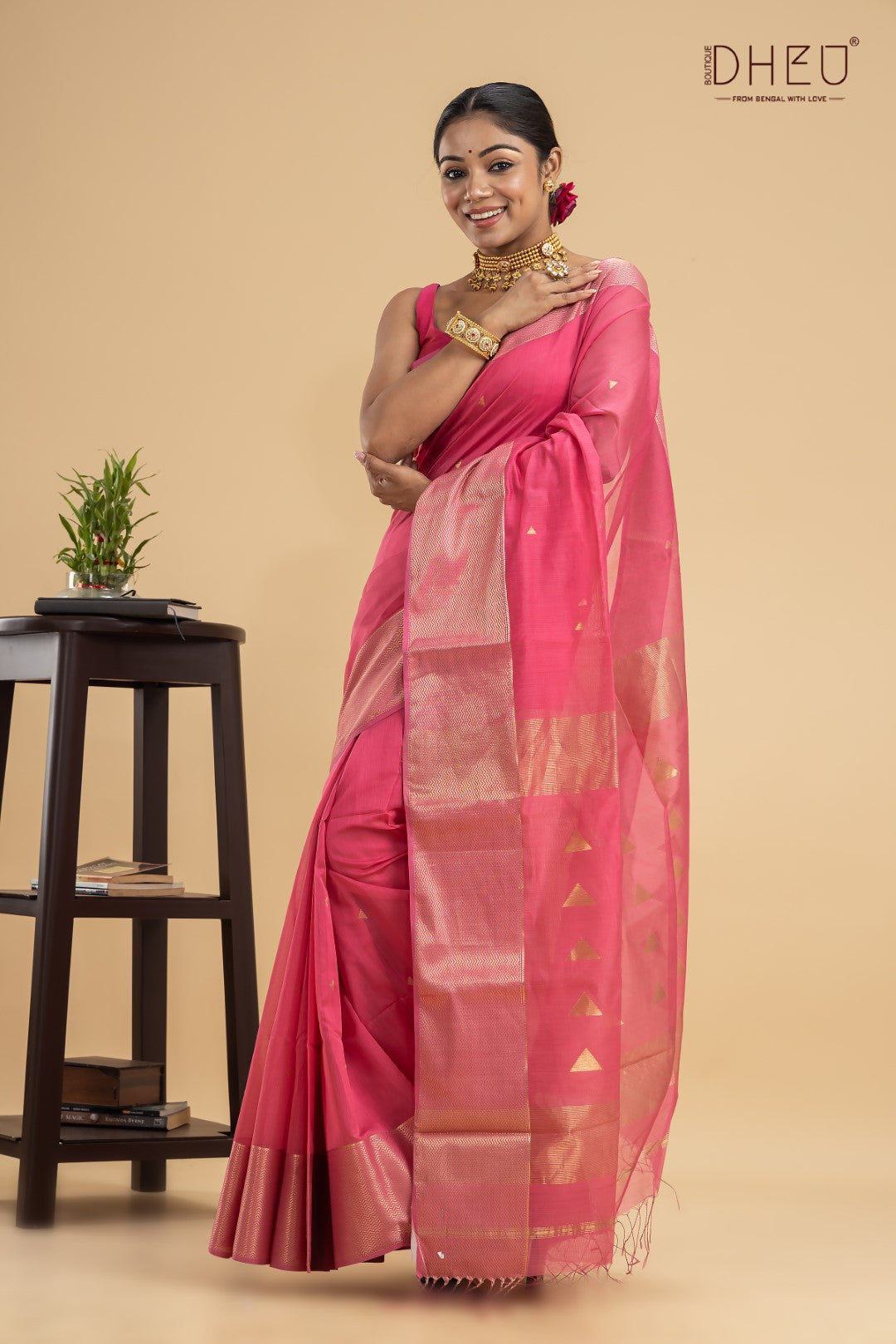 Pink Robins-Maheswari Silk Saree