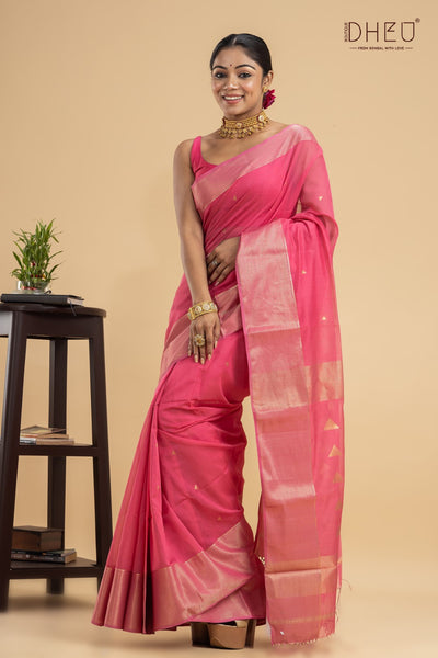 Pink Robins-Maheswari Silk Saree