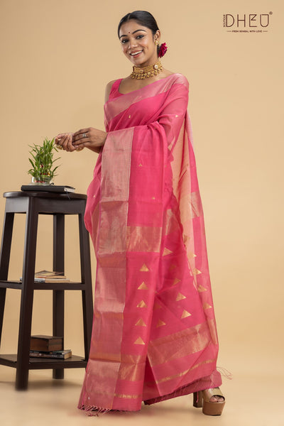 Pink Robins-Maheswari Silk Saree