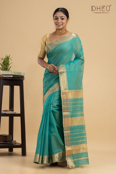 Pastel Sea Green-Chanderi Silk Saree