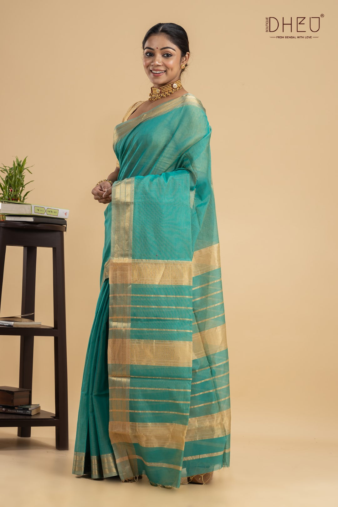 Pastel Sea Green-Chanderi Silk Saree