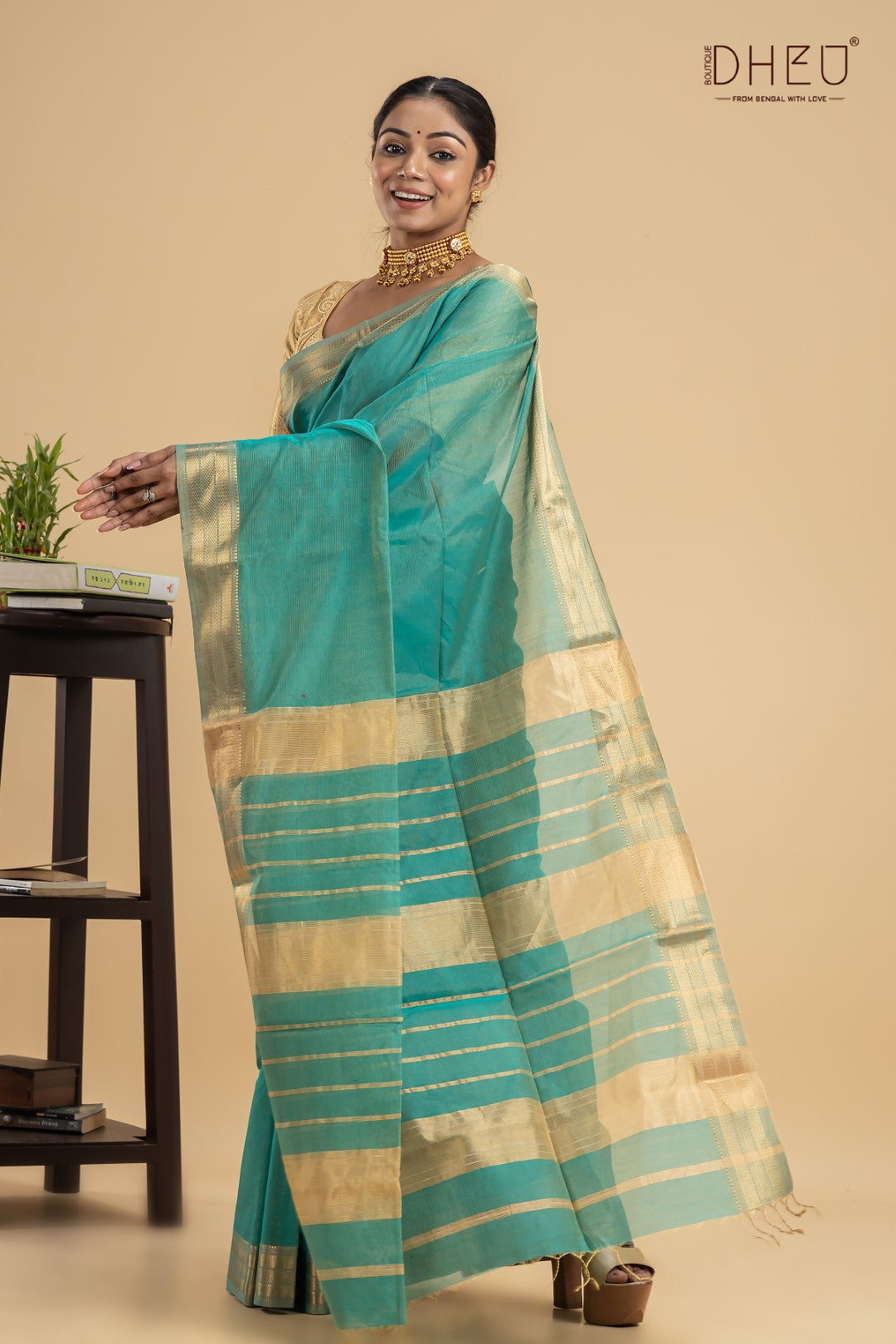 Pastel Sea Green-Chanderi Silk Saree