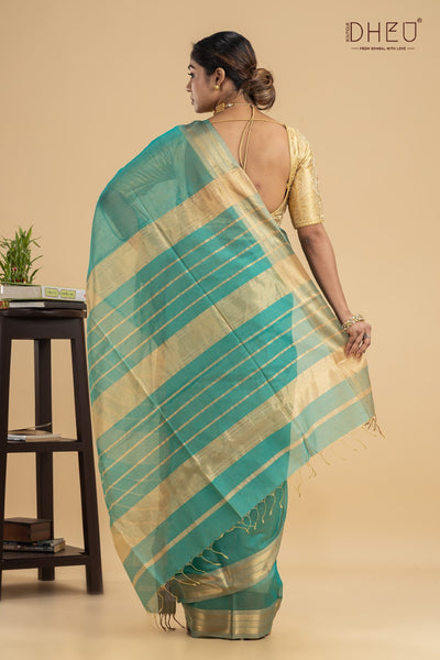 Pastel Sea Green-Chanderi Silk Saree