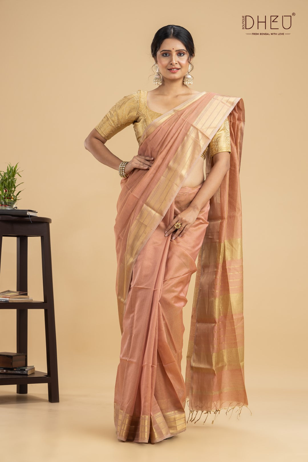 Pastel Peach-Chanderi Silk Saree