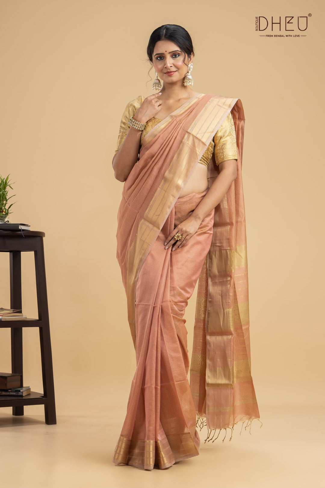 Pastel Peach-Chanderi Silk Saree