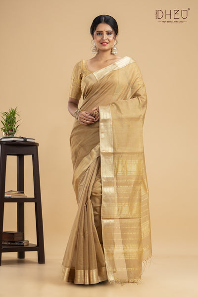 Pastel Beige Chanderi Silk Saree