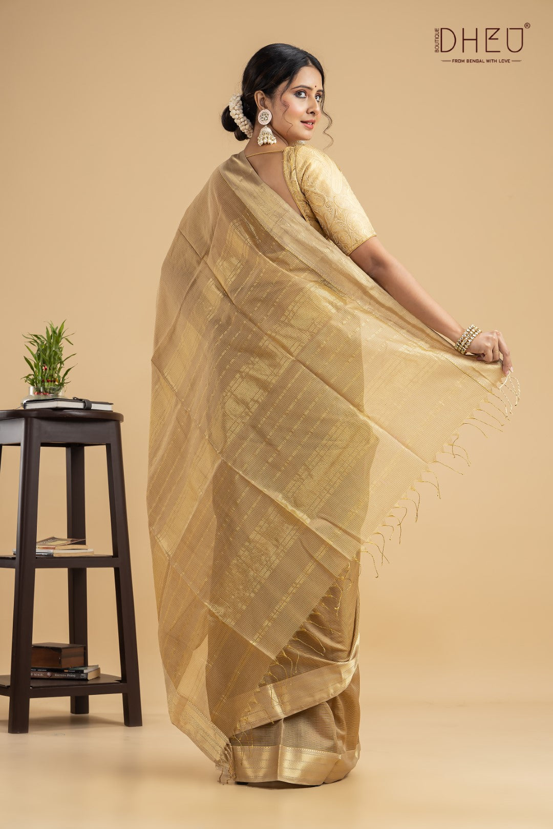 Pastel Beige Chanderi Silk Saree