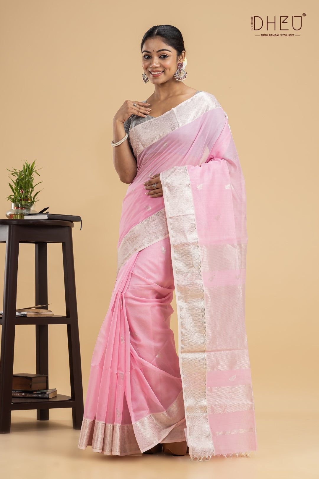 Pink Cockatoo- Maheswari Silk Saree