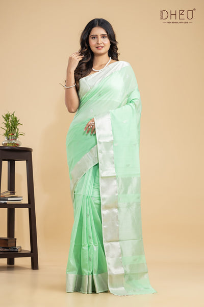 Northern Emerald- Maheswari Silk Saree