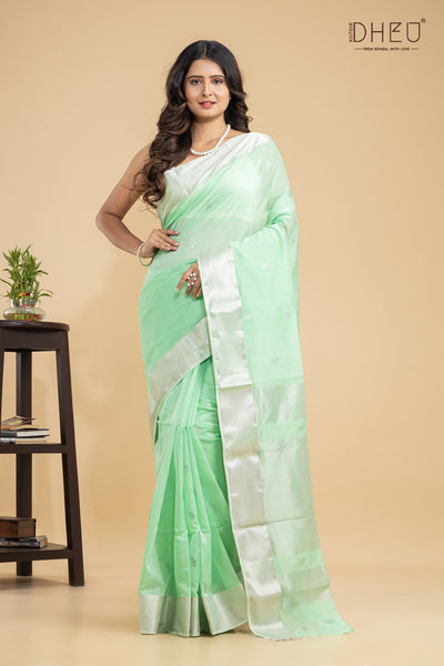 Northern Emerald- Maheswari Silk Saree