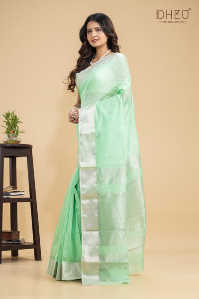 Northern Emerald- Maheswari Silk Saree