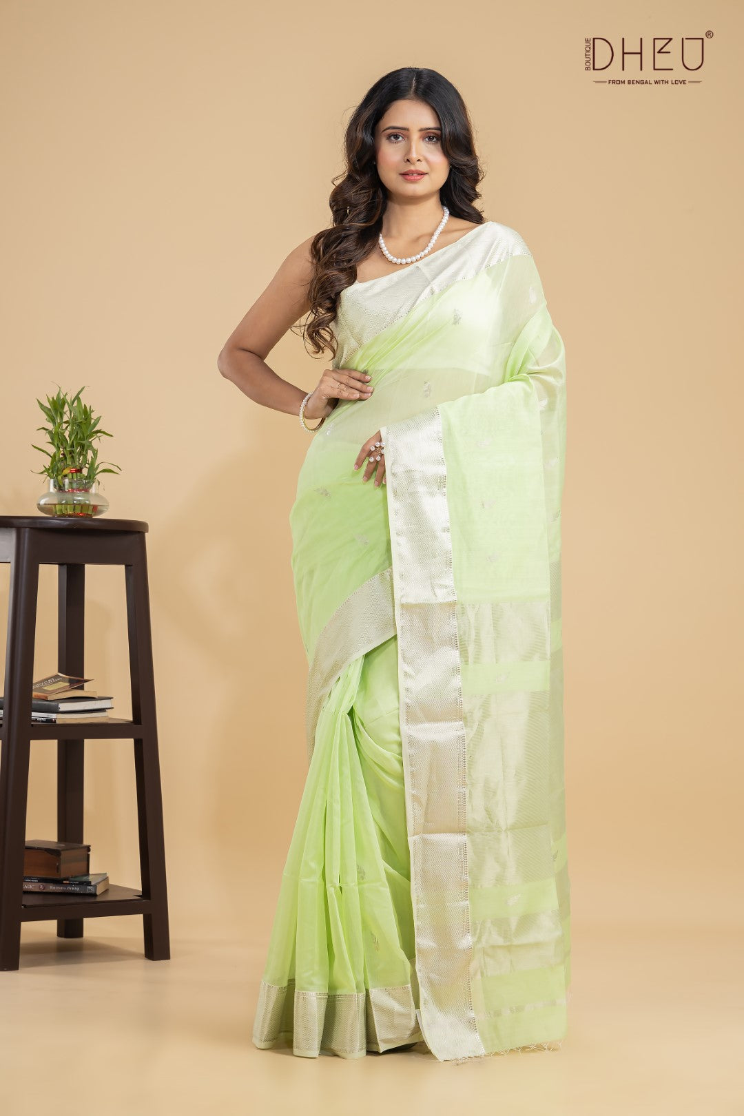 green Tanager- Maheswari Silk Saree
