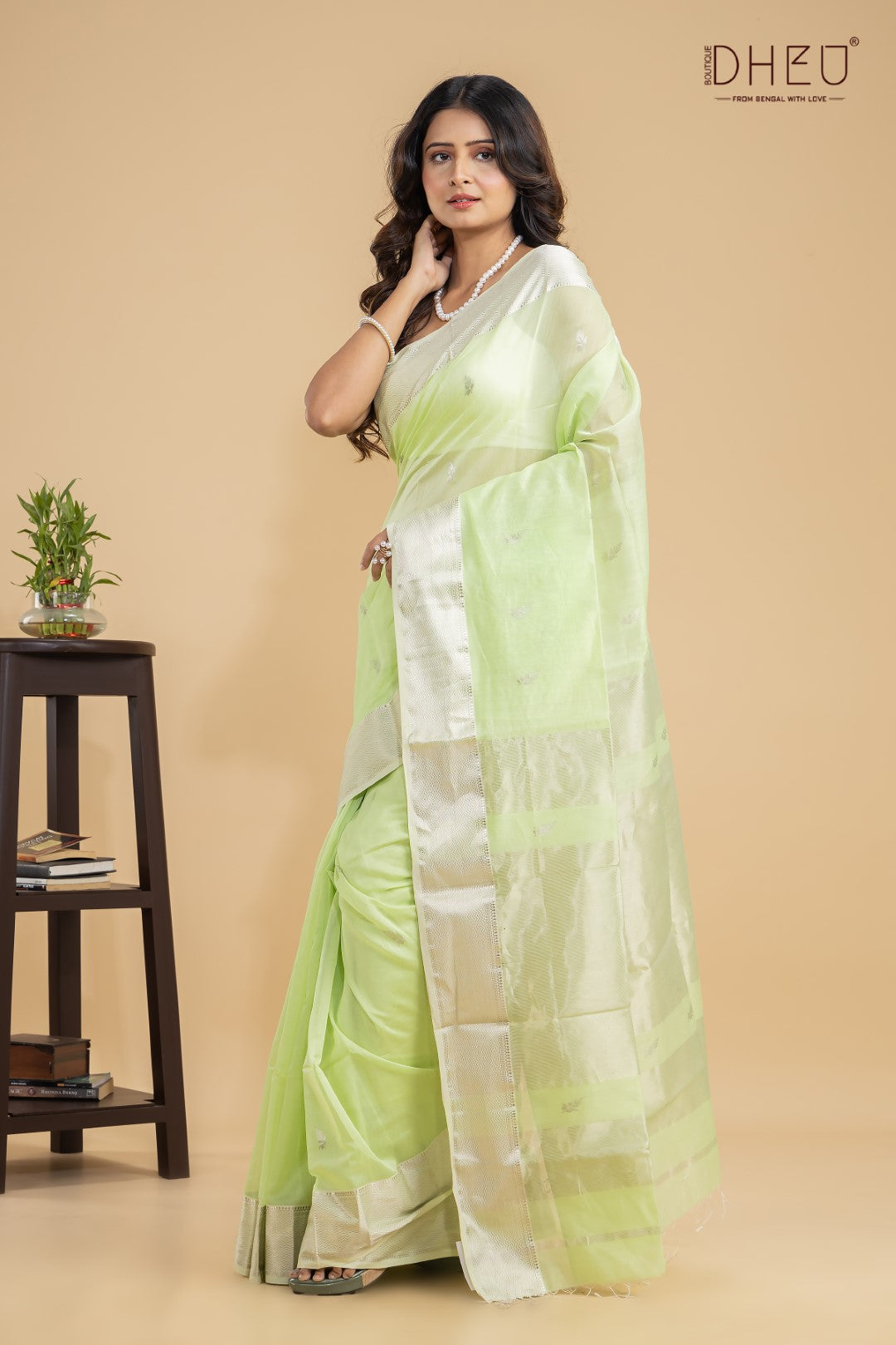 green Tanager- Maheswari Silk Saree