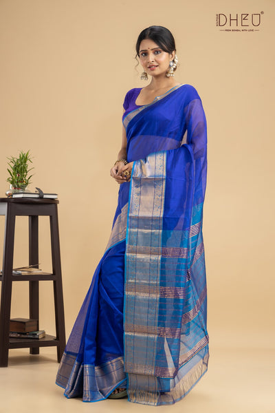 Blue dacnis- Maheswari Silk Saree