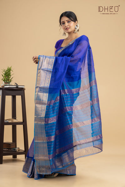 Blue dacnis- Maheswari Silk Saree