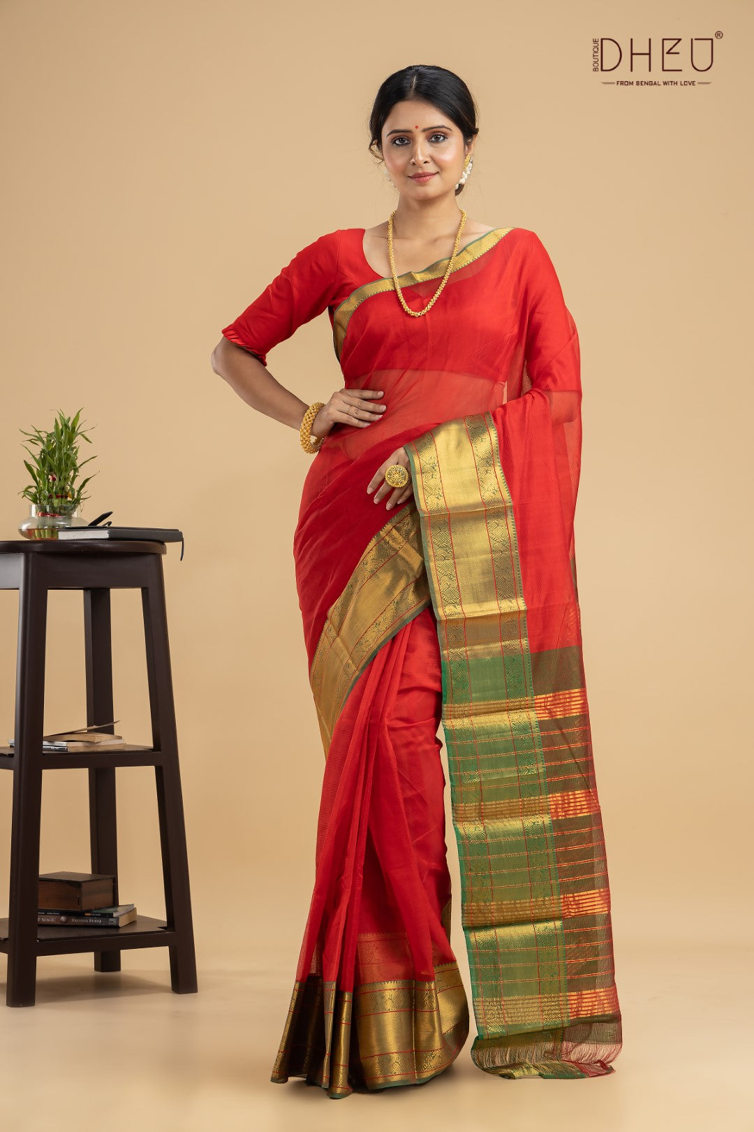 Scarlet tanager-Maheswari Silk Saree