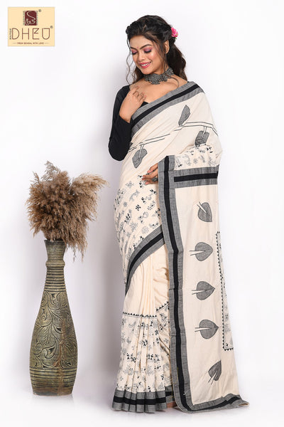 Meghabaran Kesh -Hand crafted kantha saree