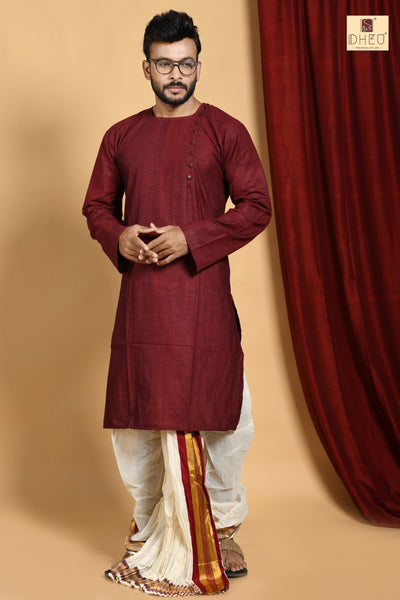 Man in Maroon - Dhoti(optional) Kurta Full Set