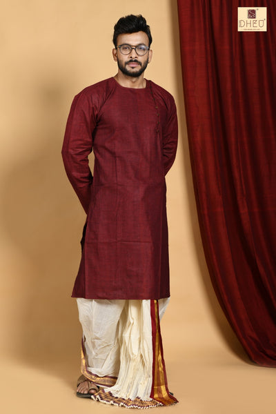 Man in Maroon - Dhoti(optional) Kurta Full Set