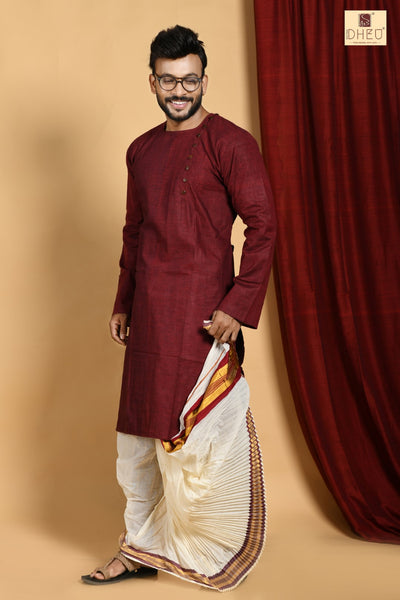Man in Maroon - Dhoti(optional) Kurta Full Set