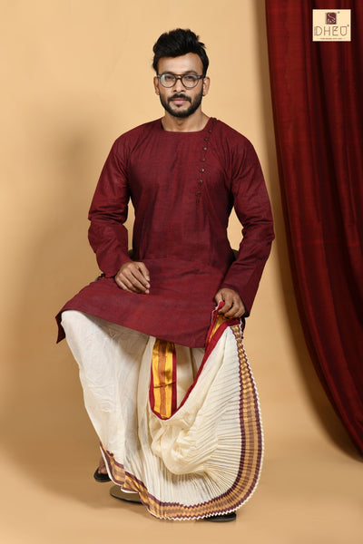 Man in Maroon - Dhoti(optional) Kurta Full Set