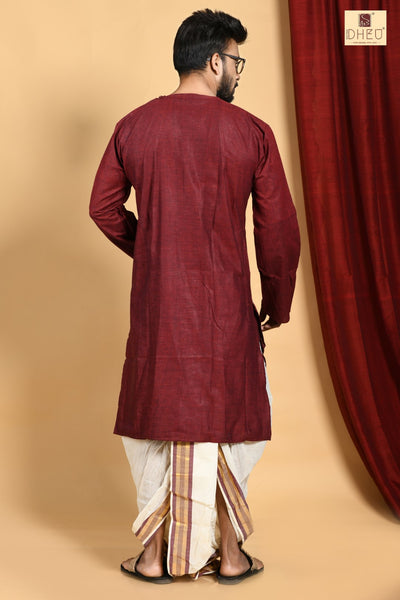 Man in Maroon - Dhoti(optional) Kurta Full Set