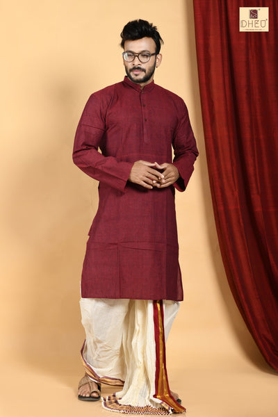 Man in Maroon - Dhoti(optional) Kurta Full Set