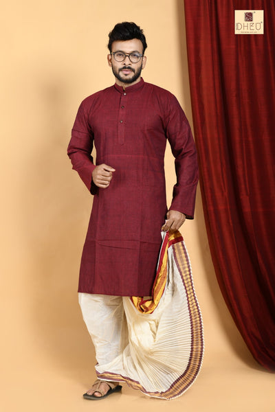 Man in Maroon - Dhoti(optional) Kurta Full Set