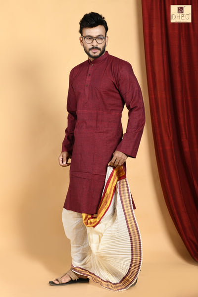 Man in Maroon - Dhoti(optional) Kurta Full Set