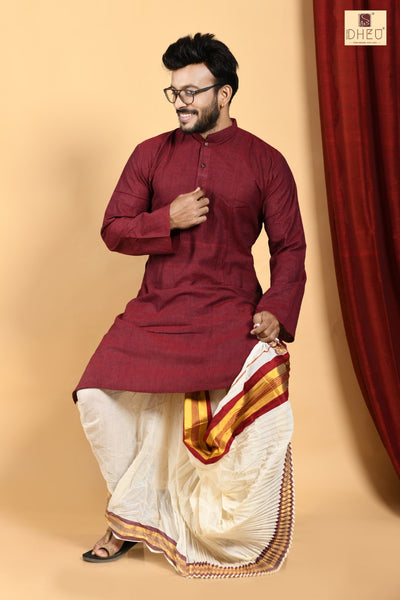 Man in Maroon - Dhoti(optional) Kurta Full Set