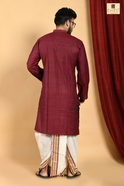Man in Maroon - Dhoti(optional) Kurta Full Set