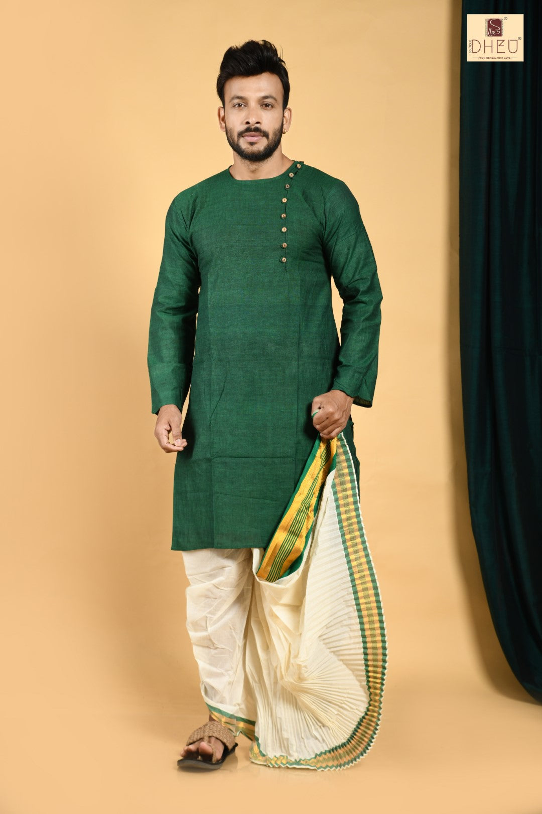 Man in Green- Dhoti(optional) Kurta Full Set