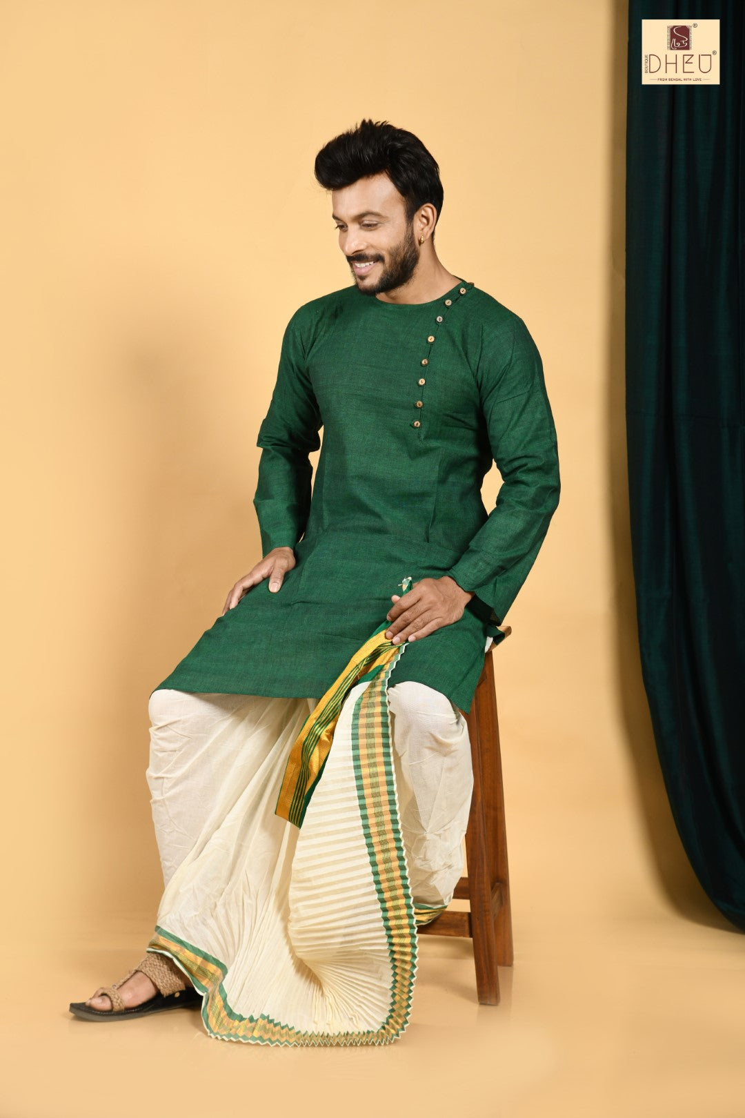 Man in Green- Dhoti(optional) Kurta Full Set