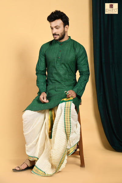 Man in Green- Dhoti(optional) Kurta Full Set