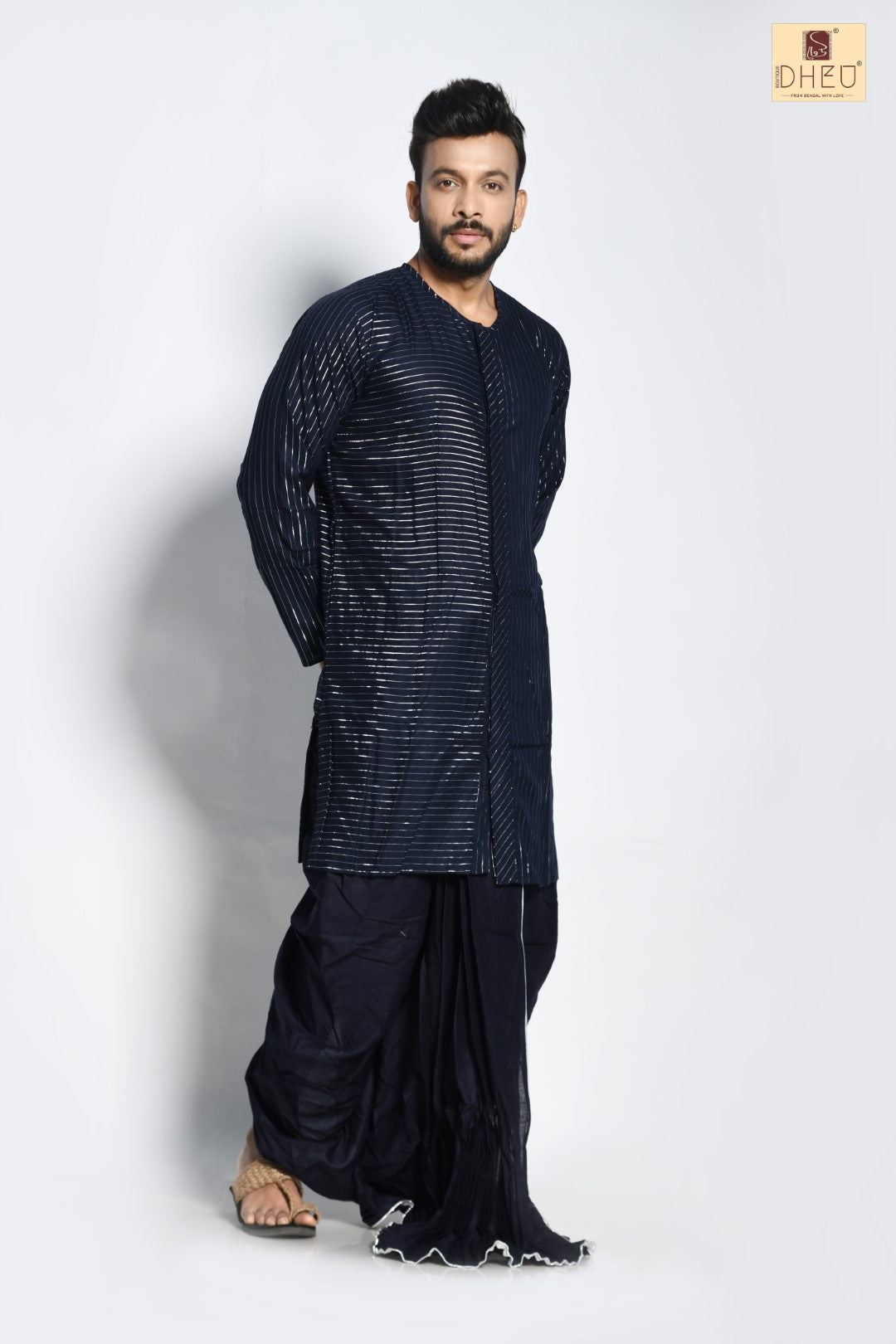 Elegant black kurta with designer black  dhoti only at dheu.in