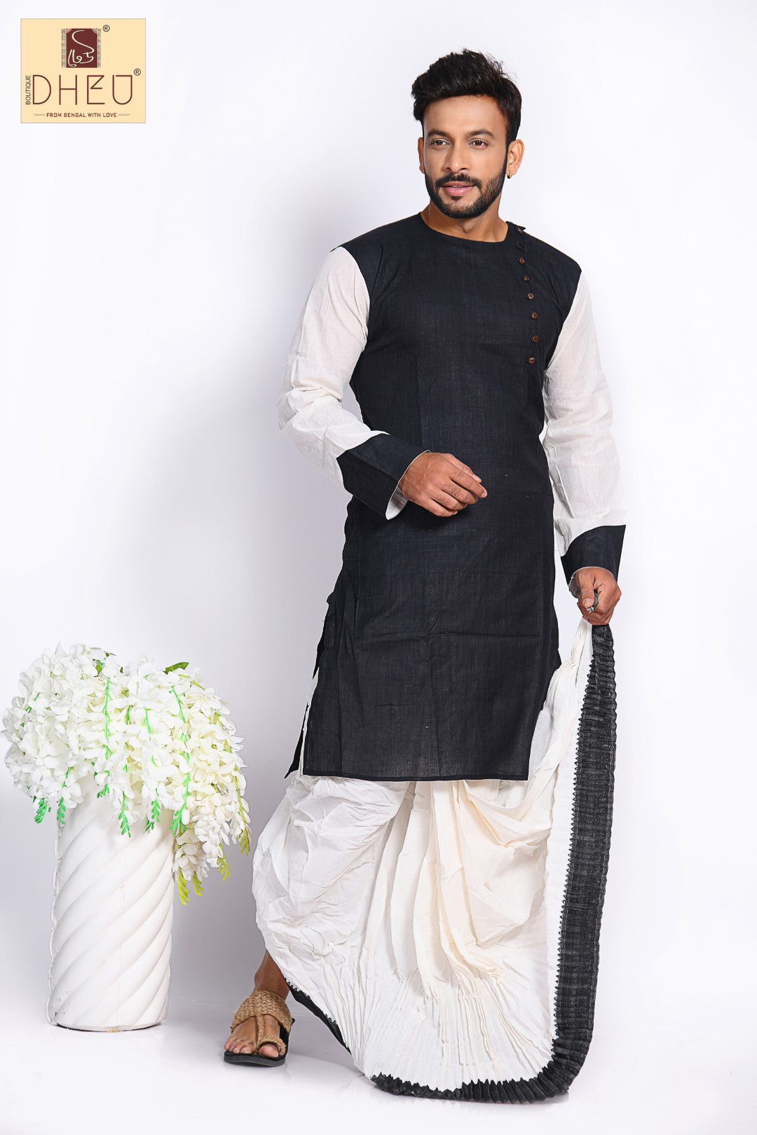 Man in Black - Dhoti(optional) Kurta Full Set