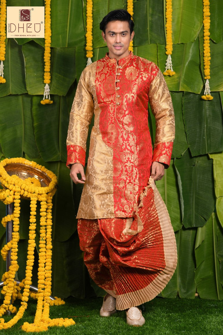 Bibaha Ovijan- Dheu Designer Dhoti(Optional)Kurta Set