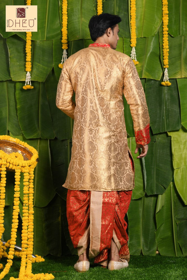 Bibaha Ovijan- Dheu Designer Dhoti(Optional)Kurta Set