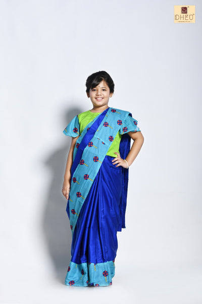 Lal Neel Deslai -Baby Girls' Saree