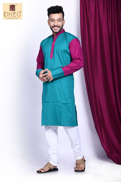 Vibrant aqua blue-purple designer kurta at low cost in dheu.in